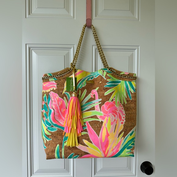 Lilly Pulitzer Handbags - Lilly Pulitzer Reversible Tote with Double Chain Handle
